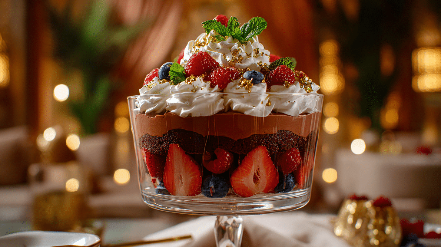 Dubai Chocolate Berry Trifle