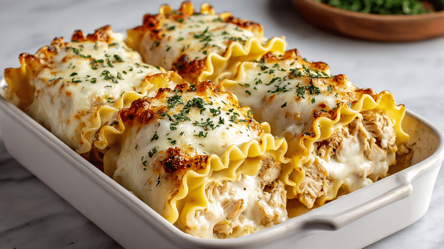 Chicken Alfredo Lasagna Rolls Recipe