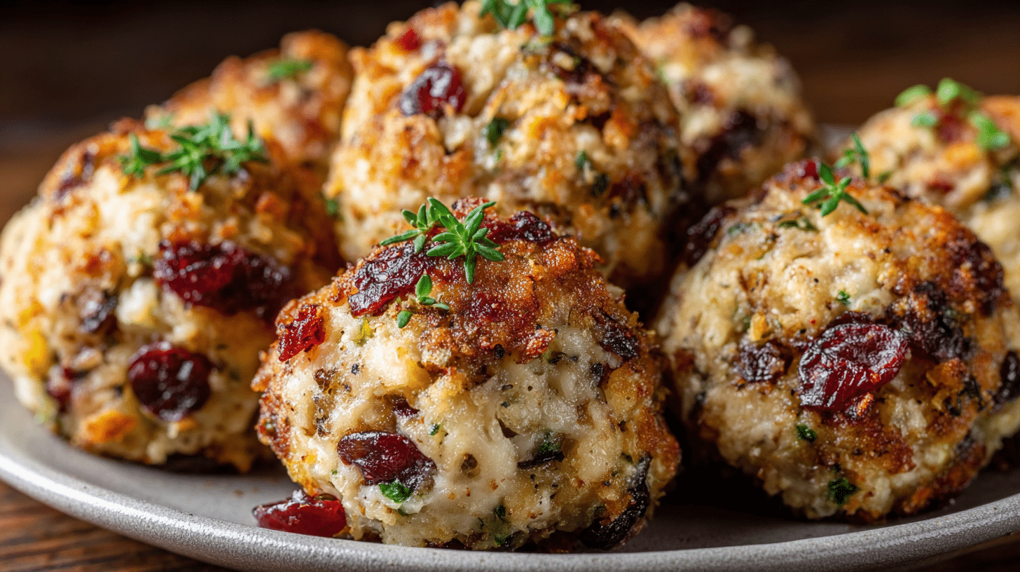 Cranberry Turkey Stuffing Balls