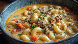One-Pot Macaroni Cheeseburger Soup Recipe