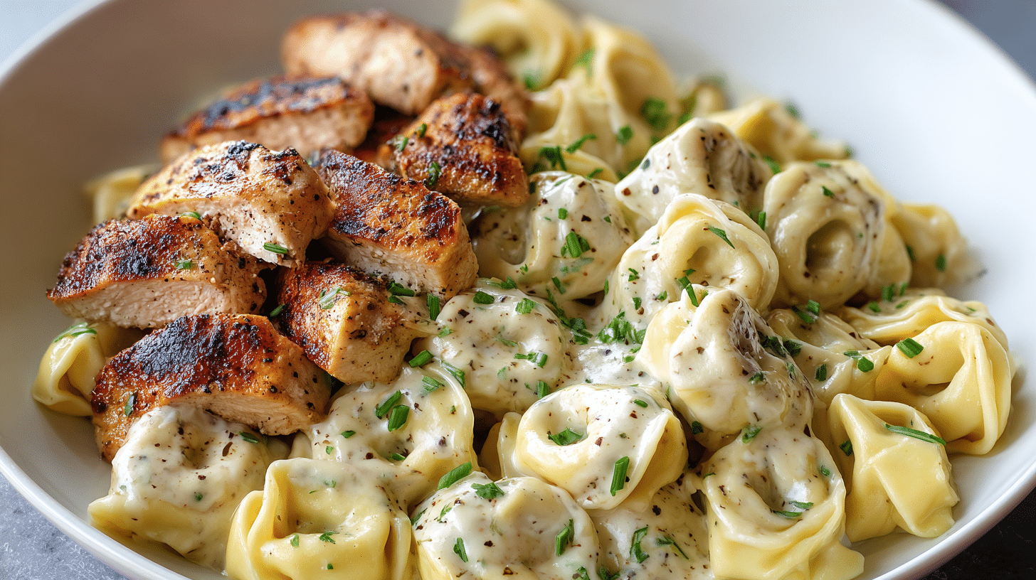 Asiago Tortellini Alfredo with Grilled Chicken Recipe