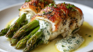Asparagus Stuffed Chicken with Creamy Spinach Dip Recipe