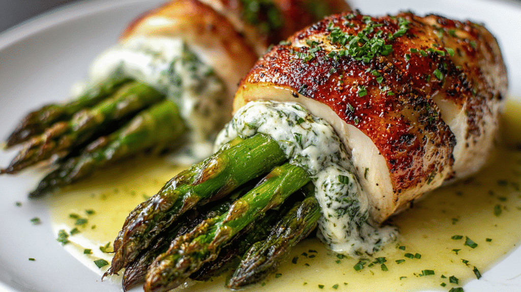 Asparagus Stuffed Chicken with Creamy Spinach Dip Recipe