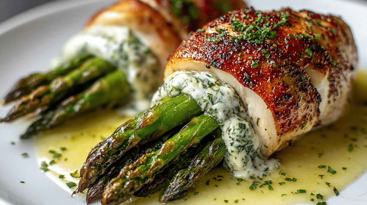 Asparagus Stuffed Chicken with Creamy Spinach Dip Recipe