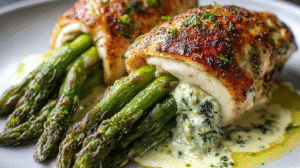 Asparagus Stuffed Chicken with Creamy Spinach Dip Recipe