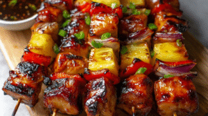Quick Pineapple Chicken Kabobs on the Grill