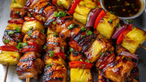 Quick Pineapple Chicken Kabobs on the Grill