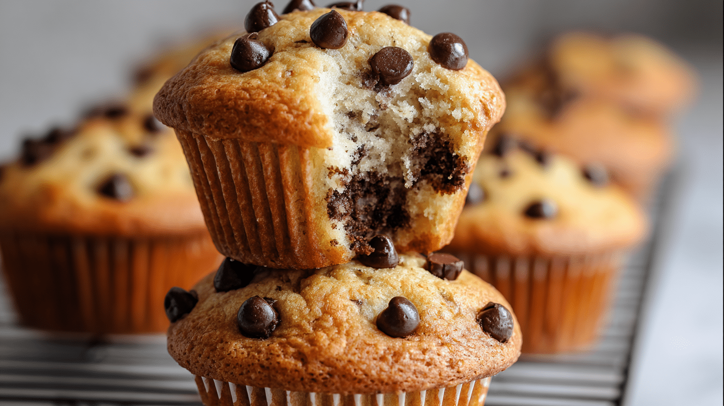 If you're craving a sweet breakfast treat or a cozy snack, this Banana Chocolate Chip Muffins Recipe is the ultimate answer. Bursting with ripe banana flavor and dotted with melty chocolate chips, these muffins are soft, chewy, and delightfully moist. Perfect for a quick breakfast, after-school snack, or even a comforting dessert, this recipe combines simple ingredients to create bakery-quality results in the comfort of your home. Imagine biting into a warm, golden muffin with a soft crumb that melts in your mouth, enhanced by the rich, sweet pockets of chocolate chips. This recipe isn’t just about flavor—it’s a sensory experience. Why You’ll Love This Banana Chocolate Chip Muffins Recipe Quick and Easy: Ready in under 40 minutes from start to finish. Moist and Fluffy: Perfectly soft crumb thanks to the mashed bananas and careful mixing. Kid-Friendly: Sweet but not overwhelming—ideal for lunchboxes. Versatile: Great for breakfast, brunch, or dessert. Budget-Friendly: Uses simple pantry staples. Customizable: Add nuts, dried fruits, or swap chocolate for peanut butter chips. Freezer-Friendly: Make a batch ahead and enjoy muffins all week. Feel-Good Recipe: No preservatives, no artificial flavors—just homemade goodness. Ingredients for the Best Banana Chocolate Chip Muffins Wet Ingredients: 3 ripe bananas, mashed ½ cup granulated sugar ¼ cup brown sugar, packed ½ cup unsalted butter, melted and slightly cooled 2 large eggs 1 teaspoon vanilla extract Dry Ingredients: 1½ cups all-purpose flour 1 teaspoon baking soda ½ teaspoon salt ½ teaspoon ground cinnamon (optional, for warmth and depth) Add-ins: ¾ cup mini or regular chocolate chips (milk or semi-sweet) Pro Tip: Use bananas with brown spots—they are sweeter and more flavorful. Substitutions: Butter → coconut oil or vegetable oil Sugar → coconut sugar or maple syrup (reduce wet liquid slightly) Flour → gluten-free all-purpose flour (1:1 ratio) Step-by-Step Instructions: How to Make Banana Chocolate Chip Muffins 1. Preheat and Prepare Your Muffin Tin Preheat your oven to 350°F (175°C). Line a 12-cup muffin tin with paper liners or lightly grease each cup. This ensures your muffins release easily after baking. 2. Mix Wet Ingredients In a large mixing bowl, mash the ripe bananas until smooth. Stir in the granulated sugar, brown sugar, melted butter, eggs, and vanilla extract. Mix gently to combine without overworking the batter. 3. Combine Dry Ingredients In a separate bowl, whisk together the flour, baking soda, salt, and cinnamon. Whisking ensures even distribution of leavening agents, which helps the muffins rise perfectly. 4. Merge Wet and Dry Mixtures Gradually fold the dry ingredients into the wet mixture using a spatula. Stir just until incorporated. Overmixing develops gluten, making muffins dense rather than fluffy. 5. Fold in Chocolate Chips Add the chocolate chips and gently fold them into the batter, ensuring even distribution throughout the muffins. 6. Fill Muffin Cups Spoon the batter evenly into the prepared muffin tin, filling each cup about ¾ full. This leaves room for the muffins to rise without spilling over. 7. Bake to Perfection Bake in the preheated oven for 18–22 minutes. Test for doneness by inserting a toothpick into the center of a muffin—it should come out clean or with just a few crumbs. 8. Cool and Serve Let the muffins cool in the tin for 5 minutes, then transfer them to a wire rack to cool completely. This prevents sogginess and ensures a perfect texture. Pro Tips for Perfect Muffins Every Time How Do You Keep Banana Muffins Moist? Use overripe bananas—they’re naturally sweeter and more hydrating. Don’t overmix; fold dry ingredients gently. Can I Use Frozen Bananas? Yes! Thaw completely and drain excess liquid before mashing. How Do I Make Muffins Extra Fluffy? Ensure baking soda is fresh. Avoid overmixing; gentle folding keeps air pockets intact. Best Ways to Serve Banana Chocolate Chip Muffins Warm with a pat of butter for breakfast. Pair with a cup of coffee or hot chocolate. Top with Greek yogurt and honey for a brunch twist. Crosslink idea: Try Easy Blueberry Muffins Recipe for a fruity variation. Nutrition Breakdown (Per Muffin) Calories: 210 kcal Fat: 8 g Saturated Fat: 5 g Carbohydrates: 32 g Sugar: 16 g Protein: 3 g Fiber: 1 g Daily Values: Vitamin C: 4% Calcium: 2% Iron: 4% Storage & Leftovers Room Temperature: Store in an airtight container for up to 3 days. Refrigerator: Extend freshness up to 7 days. Freezer: Freeze individually in parchment paper, then place in a sealed bag for up to 3 months. Reheat at 300°F (150°C) for 5–7 minutes. FAQs About Banana Chocolate Chip Muffins Can I Make This Recipe Vegan? Yes, replace butter with coconut oil and eggs with flax eggs (1 tbsp flax + 3 tbsp water per egg). Can I Add Nuts or Other Mix-Ins? Absolutely! Walnuts, pecans, or dried cranberries work beautifully. How Sweet Are These Muffins? Moderately sweet, perfect for pairing with coffee or tea without overpowering. What’s the Shelf Life? 3 days at room temperature, 7 days refrigerated, and 3 months frozen. How Do I Make Mini Muffins? Use a mini muffin tin and reduce baking time to 12–15 minutes. Variations of This Banana Chocolate Chip Muffins Recipe Gluten-Free: Swap flour for 1:1 gluten-free flour blend. Chocolate Banana Lovers: Add white chocolate chips or drizzle melted chocolate on top. Peanut Butter Banana Muffins: Add ¼ cup peanut butter to the wet ingredients. Healthy Option: Substitute half the flour with oats and reduce sugar by ¼ cup. International Twist: Add cardamom or nutmeg for a warm, exotic flavor. Conclusion & Social CTA This Banana Chocolate Chip Muffins Recipe is the ultimate way to enjoy sweet, homemade goodness. Whether it’s a comforting breakfast, an after-school snack, or a dessert for the soul, these muffins will delight every bite. Warm, moist, and loaded with chocolatey pockets of happiness, they’re guaranteed to become a favorite.