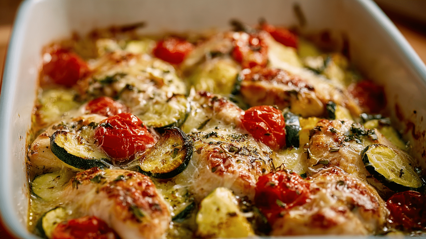 Best Mediterranean Chicken Zucchini Bake