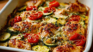 Best Mediterranean Chicken Zucchini Bake