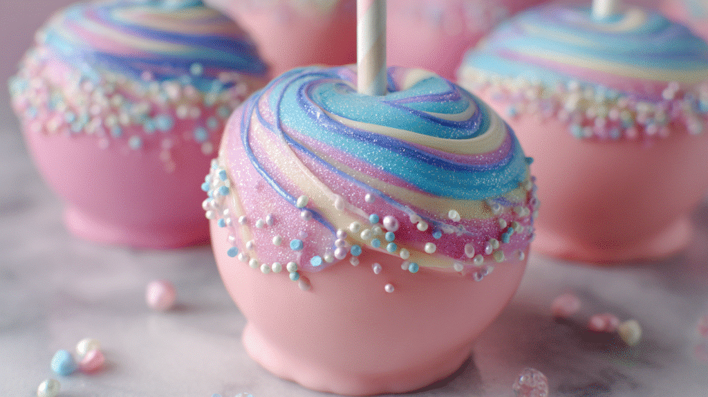 Cotton Candy Swirl Candy Apples Recipe