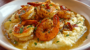 Creamy Garlic Shrimp Over Mashed Potatoes