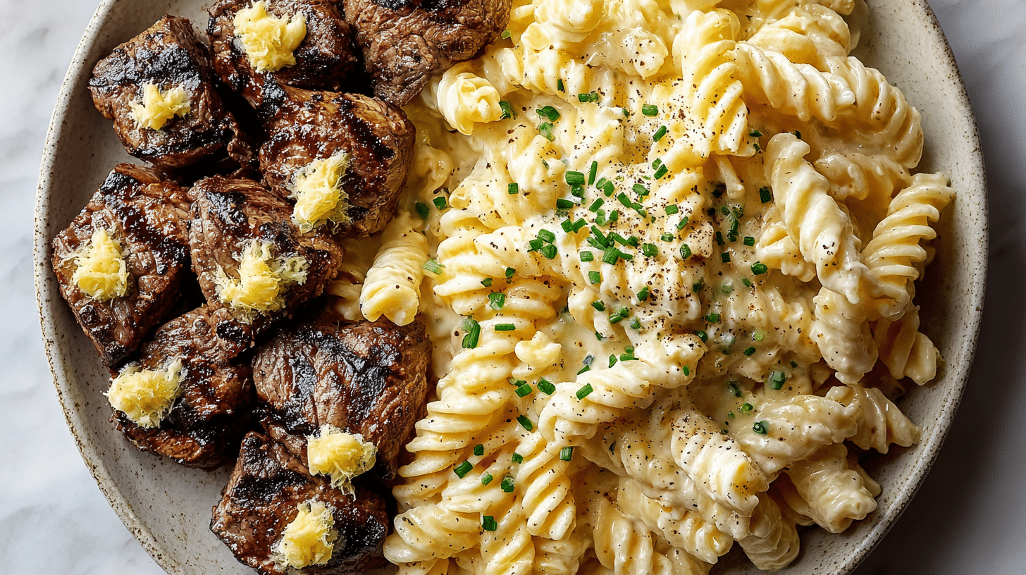 Garlic Butter Steak Bites & Cheesy Alfredo Twists! Recipe