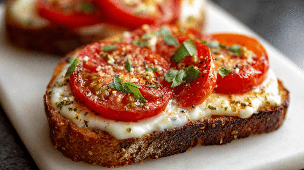 Garlic & Cheese Tomato Toast Recipe