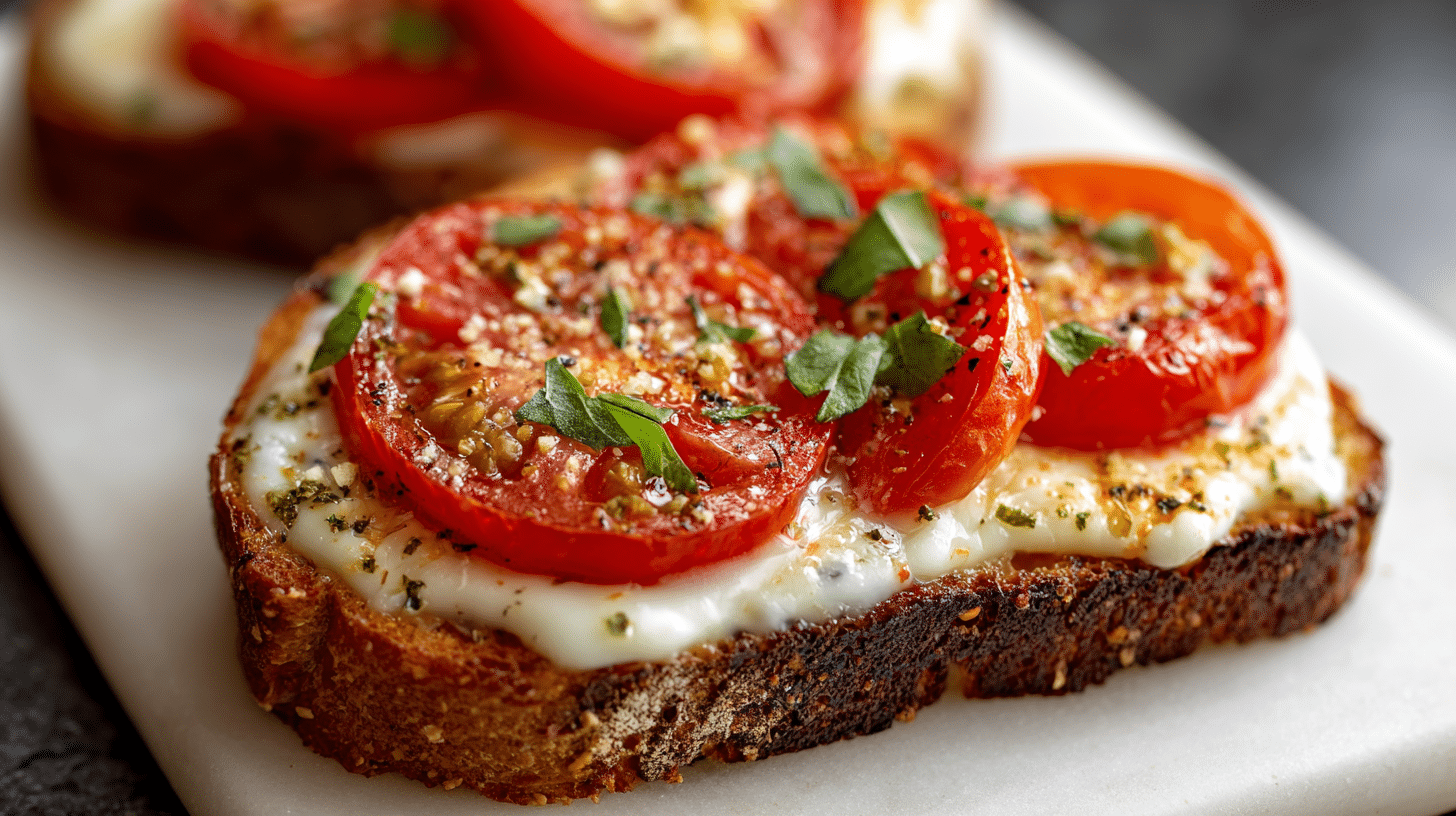 Garlic & Cheese Tomato Toast Recipe