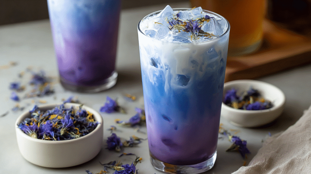 Iced Butterfly Pea Flower Tea Latte