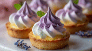 Introduction The Mini Lemon Tart with Lilac Meringue Recipe is a stunning, bite-sized dessert that balances zesty citrus with fluffy, floral meringue. Perfect for impressing guests at parties or treating yourself to a gourmet experience at home, these tiny lemon meringue tarts offer elegance in every bite. Combining the tang of fresh lemon with the subtle sweetness of lilac, this dessert is as visually captivating as it is delicious. In this guide, you'll learn step-by-step how to create these beautiful tarts with professional tips, storage advice, and creative variations. Why You'll Love This Recipe Bursting Citrus Flavor: Tangy lemon curd pairs beautifully with the floral lilac meringue. Impressive Presentation: Tiny tartlets that look professionally made. Quick and Easy: Simple steps, achievable even for beginner bakers. Customizable: Lilac extract can be swapped for other floral flavors. Perfect for Entertaining: Ideal for parties, showers, or afternoon tea. Make Ahead Friendly: Crusts and curd can be prepared in advance. Budget-Friendly Ingredients: Uses pantry staples with a touch of gourmet flair. Kid-Friendly Option: Sweet, tangy, and soft textures that kids adore. Ingredients For the Tart Crust: 1 1/4 cups all-purpose flour 1/4 cup powdered sugar 1/2 cup unsalted butter, cold and cubed 1 egg yolk 1–2 tablespoons cold water Tip: Use cold butter for a flaky, tender crust. Powdered sugar enhances sweetness without graininess. For the Lemon Filling: 1/2 cup fresh lemon juice 1 tablespoon lemon zest 1/2 cup granulated sugar 2 large eggs 1 egg yolk 1/4 cup unsalted butter, cubed Substitutions: You can replace butter with vegan butter for dairy-free tarts. Fresh lemon juice is recommended for brightness. For the Lilac Meringue: 2 large egg whites 1/2 cup granulated sugar 1/2 teaspoon cream of tartar 1/2 teaspoon lilac extract or edible lilac syrup Lilac petals for garnish (optional, edible only) Pro Tip: Ensure no yolk remains in egg whites for perfect stiff peaks. Step-by-Step Instructions Prepare the Tart Crust In a bowl, combine flour and powdered sugar. Cut in cold, cubed butter using a pastry cutter or fingers until mixture resembles coarse crumbs. Add egg yolk and cold water, mixing until dough comes together. Press dough into small tart pans evenly. Chill for 30 minutes to firm up. Science Tip: Chilling prevents shrinkage during baking, ensuring crisp, uniform shells. Bake the Tart Shells Preheat oven to 350°F (175°C). Prick chilled tart shells with a fork to prevent puffing. Bake 12–15 minutes until lightly golden. Cool completely on a wire rack. Make the Lemon Filling In a saucepan over medium-low heat, whisk lemon juice, zest, sugar, eggs, and yolk constantly. Stir gently until thickened (5–7 minutes). Remove from heat; whisk in cubed butter until smooth. Spoon lemon curd into cooled tart shells. Chill at least 1 hour before topping. Science Tip: Constant whisking prevents curd from curdling, ensuring creamy, glossy filling. Prepare the Lilac Meringue Beat egg whites and cream of tartar until soft peaks form. Gradually add sugar, continue beating until stiff, glossy peaks. Fold in lilac extract gently. Assemble and Finish Pipe or spoon meringue onto chilled lemon tarts. Lightly torch for golden peaks or leave soft for natural look. Garnish with edible lilac petals. Serve immediately. Pro Tips How do I prevent meringue from weeping? Ensure egg whites are free of fat and sugar is added gradually. Torch lightly if needed. Can I make this recipe ahead of time? Yes, tart shells and lemon curd can be prepared 1–2 days in advance. Add meringue just before serving. What’s the best substitute for lilac extract? Rose, violet, or lavender extracts provide similar floral notes. Best Ways to Serve Pair with a cup of Earl Grey or chamomile tea. Serve as a mini dessert tray for parties. Crosslink: Try our Mini Lemon Tarts with Chocolate Drizzle for a rich twist. Nutrition (per tart, approx.) Calories: 180 kcal Fat: 10 g Carbohydrates: 22 g Protein: 2 g Sugar: 15 g Tip: Adjust sugar in meringue for a lighter dessert. Storage & Leftovers Refrigerator: 2–3 days in airtight container. Freezer: Lemon curd separately up to 1 month. Thaw at room temperature before assembly. Reheat: Do not heat after meringue; serve chilled. FAQs Can I make mini lemon tarts without lilac? Yes! Substitute floral extract with vanilla or leave plain. How do I avoid soggy tart shells? Blind bake shells and cool completely before adding lemon curd. Can this be made vegan? Use plant-based butter and egg substitutes for curd and meringue. Variations Gluten-Free: Use almond flour or gluten-free blend for crust. Flavor Twist: Add raspberry coulis between crust and curd. Seasonal: Top with candied citrus peel or fresh berries. Conclusion & Social CTA The Mini Lemon Tart with Lilac Meringue Recipe is a delightful balance of citrus tang and fluffy floral sweetness. Perfect for any occasion, this recipe elevates your dessert game while remaining approachable for home bakers. Try this recipe today, snap a photo, and share your creations with the world—your guests will be amazed!