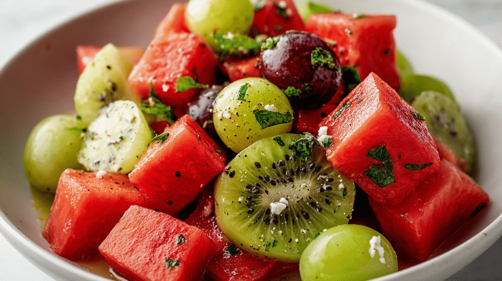 Watermelon Kiwi and Green Grape Salad Recipe