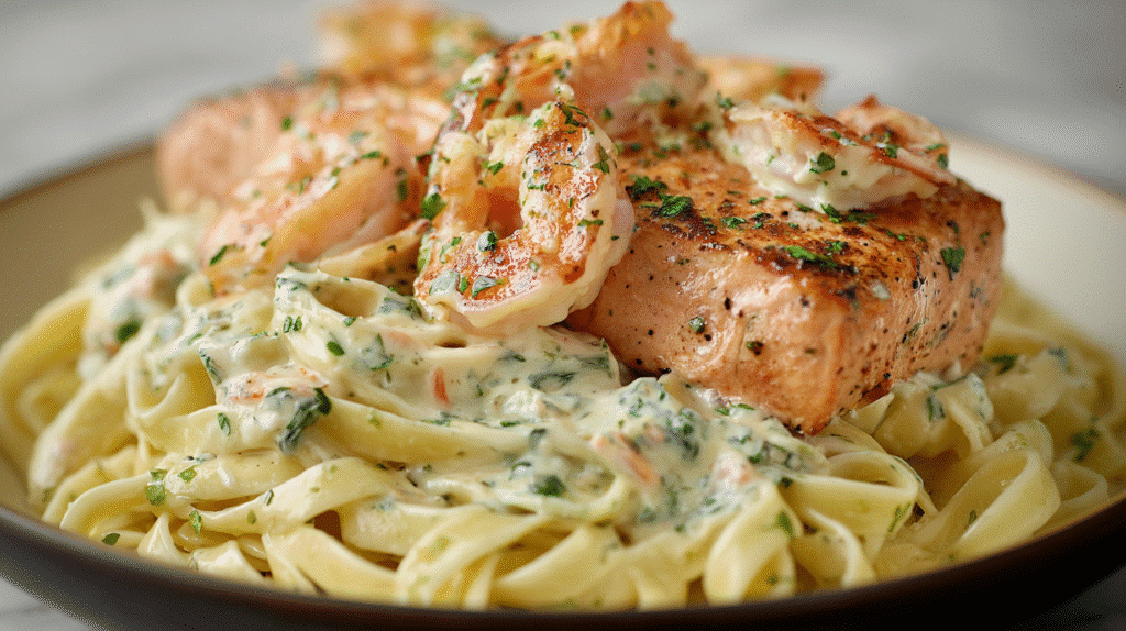 Salmon and Shrimp Alfredo Recipe