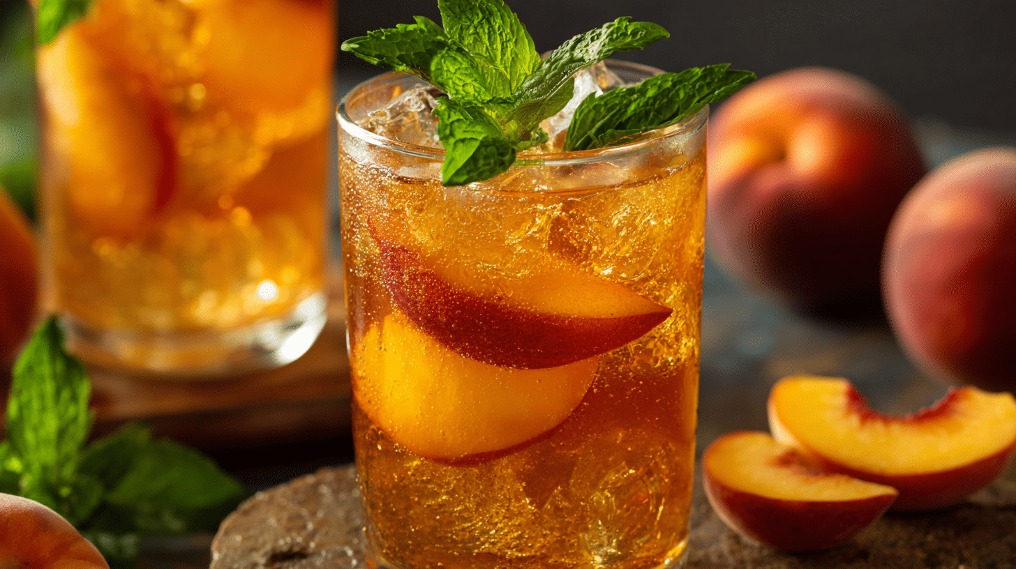 Sparkling Peach Iced Tea is a Summer Treat
