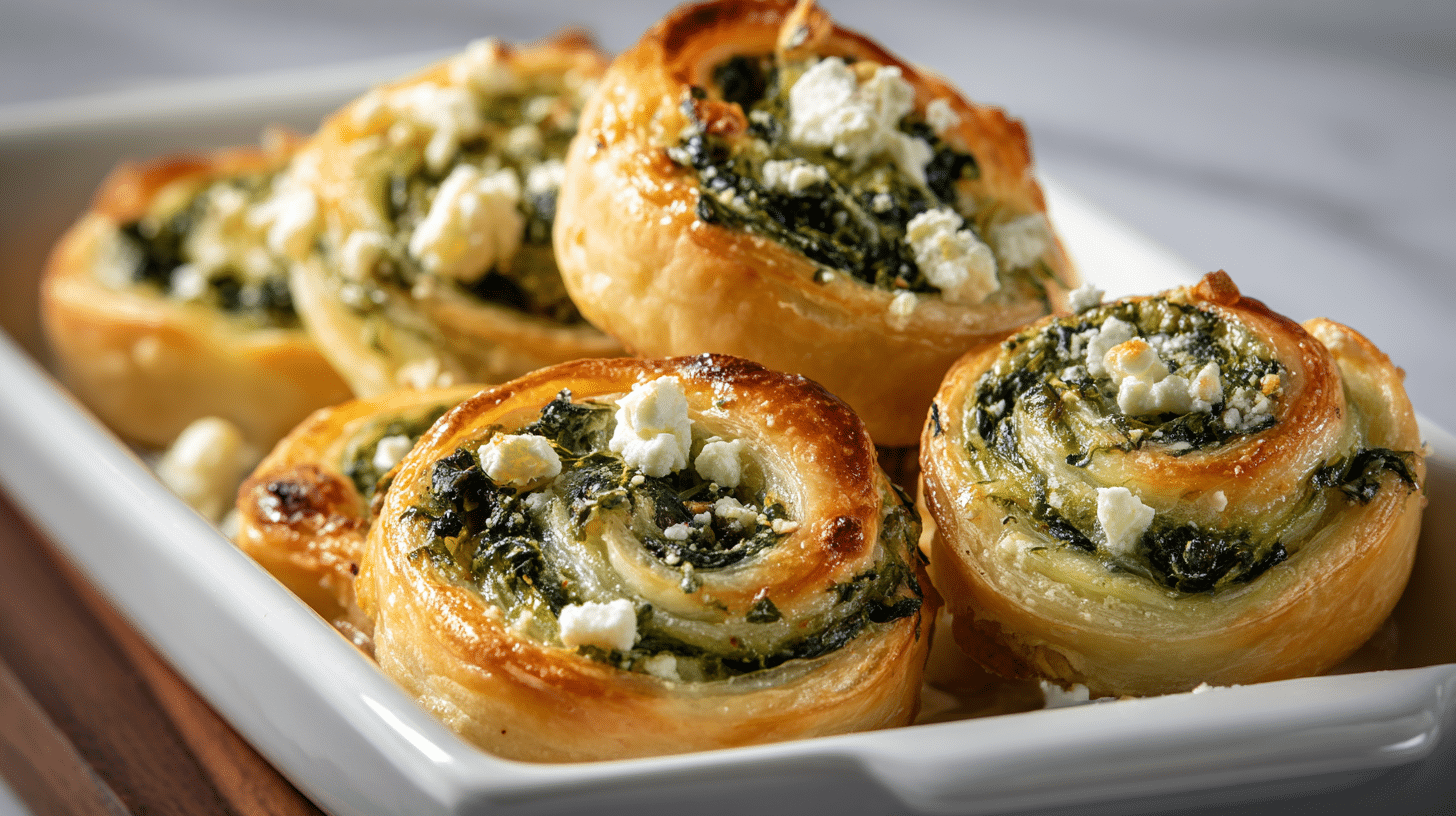 Spinach Feta Puff Pastry Pinwheels Recipe