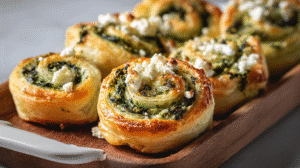 Spinach Feta Puff Pastry Pinwheels Recipe