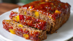 When the chilly evenings arrive, nothing warms the heart like a hearty, flavorful dinner. One dish that embodies this warmth and nostalgia is the Stuffing Meatloaf with Tangy Glaze Recipe. Imagine a moist, perfectly seasoned meatloaf, stuffed with savory stuffing, and topped with a sweet-and-tangy glaze that caramelizes beautifully in the oven. This is more than dinner—it’s a culinary hug that brings family and friends together.  Whether you’re preparing a comforting weeknight meal or a show-stopping dish for the holidays, this recipe guarantees tender slices bursting with flavor. By blending the rich savoriness of ground beef with aromatic herbs and a glaze that dances between sweet and tangy, this meatloaf will become a staple on your table.  Why You’ll Love This Stuffing Meatloaf with Tangy Glaze Recipe  Flavor Explosion – Savory stuffing meets juicy meat, finished with a tangy-sweet glaze that will impress every palate.  Comfort in Every Bite – A nostalgic dish reminiscent of holiday dinners and family gatherings.  Simple Yet Impressive – Easy-to-follow instructions for a dish that looks gourmet.  Budget-Friendly – Affordable ingredients create a meal that feels luxurious.  Moist and Tender – Expert techniques ensure your meatloaf is never dry.  Versatile Serving Options – Pairs perfectly with mashed potatoes, roasted veggies, or a fresh salad.  Customizable – Adaptable with gluten-free stuffing, turkey, or vegetarian options.  Time-Saving Prep – One-pan assembly minimizes cleanup without sacrificing flavor.  Ingredients for Stuffing Meatloaf with Tangy Glaze Recipe
Meatloaf  1 ½ lbs ground beef (80/20 for juiciness)  1 package (6 oz) stuffing mix (any variety; consider herb-seasoned for added flavor)  1 small onion, finely chopped  1 egg, for binding  1 cup milk (or plant-based milk for dairy-free version)  1 tablespoon Worcestershire sauce (enhances umami)  1 teaspoon garlic powder  1 teaspoon dried thyme  Salt and freshly ground black pepper, to taste  Glaze  ½ cup ketchup  2 tablespoons brown sugar (for caramelized sweetness)  1 tablespoon mustard (yellow or Dijon for tangy depth)  Tip: Use high-quality ingredients. Fresh herbs, real mustard, and whole milk enhance flavor and texture.  Step-by-Step Instructions
1. Preheat & Prepare  Set your oven to 350°F (175°C). Grease a 9×5-inch loaf pan or line with parchment paper for easy removal. Preheating ensures even cooking and proper caramelization of the glaze.  2. Prepare the Stuffing  In a large bowl, mix the stuffing with 1 cup of milk. Let it sit for 5 minutes so it absorbs the liquid and softens. Softened stuffing will meld seamlessly with the meatloaf, providing tender pockets of flavor.  3. Combine Meat & Stuffing  Add the ground beef, chopped onion, egg, Worcestershire sauce, garlic powder, thyme, salt, and pepper to the stuffing. Gently combine with a spatula or hands. Avoid overmixing to maintain a tender, juicy texture.  4. Form the Meatloaf  Transfer the mixture to your prepared pan. Press evenly to form a uniform loaf. A consistent shape ensures even cooking throughout.  5. Prepare the Tangy Glaze  In a small bowl, whisk ketchup, brown sugar, and mustard until smooth. Spread generously over the meatloaf for a glossy, flavorful finish.  6. Bake to Perfection  Place the loaf in the oven and bake for about 1 hour, or until the internal temperature reaches 160°F (71°C). This ensures the meat is fully cooked while staying moist.  7. Rest Before Serving  Remove the meatloaf and let it rest for 10 minutes. Resting allows juices to redistribute, creating slices that are juicy and tender.  Pro Tips for Perfect Meatloaf
H3: How do you keep meatloaf moist?  Use a mix of ground beef with 20% fat and softened stuffing. Overmixing dries the meat; gentle folding preserves tenderness.  H3: Can I make this gluten-free?  Yes! Substitute the stuffing mix with a certified gluten-free variety. You can also use almond flour or gluten-free breadcrumbs for similar texture.  H3: What’s the best way to caramelize the glaze?  Bake uncovered for the last 10 minutes at 375°F (190°C) for a deep, glossy caramelization without burning.  Best Ways to Serve  Pair with creamy mashed potatoes and green beans for a classic comfort meal.  Slice and serve on soft rolls with extra glaze for a hearty sandwich.  Add roasted carrots and Brussels sprouts for a colorful holiday spread.  Crosslink suggestion: Try our Garlic Butter Steak Bites with Mashed Potatoes
 for a complementary dinner side.  Nutrition (Per Serving – Makes 6 servings)  Calories: 420 kcal  Protein: 28 g  Fat: 25 g  Carbohydrates: 18 g  Fiber: 2 g  Sodium: 680 mg  Tip: You can reduce sodium by using low-sodium ketchup and stuffing.  Storage & Leftovers  Refrigerator: Keep in an airtight container for up to 4 days. Reheat in the oven at 325°F for 10–15 minutes.  Freezer: Slice the meatloaf before freezing in portions. Freeze for up to 3 months; thaw overnight in the refrigerator.  Make-Ahead: Assemble meatloaf a day before baking and store in the fridge; bake fresh when ready.  Frequently Asked Questions
How do I make a stuffing meatloaf less dense?  Incorporate milk or broth into the stuffing, and mix gently to avoid compacting the meat.  Can I use ground turkey instead of beef?  Absolutely. Turkey creates a leaner loaf. Consider adding an extra egg or 1/4 cup milk to prevent dryness.  How long does leftover meatloaf last?  Refrigerated, up to 4 days. Frozen, up to 3 months. Always store in airtight containers.  Can this meatloaf be cooked in a slow cooker?  Yes, but reduce the glaze or add it during the last 30 minutes to avoid dilution.  What’s the best stuffing for flavor?  Herb-seasoned or savory cornbread stuffing adds layers of flavor.  Variations to Try  Holiday Special: Add cranberries and sage to the stuffing for a festive twist.  Spicy Glaze: Include a teaspoon of hot sauce or smoked paprika for heat.  Cheese-Stuffed: Layer in cheddar or mozzarella for gooey pockets of cheese.  Mini Loaves: Bake in muffin tins for individual portions, perfect for meal prep.  Conclusion & Social Call-to-Action  The Stuffing Meatloaf with Tangy Glaze Recipe isn’t just dinner—it’s a culinary experience that evokes warmth, family, and comfort. With tender meat, savory stuffing, and a tangy-sweet glaze, this dish promises memorable bites for any occasion.