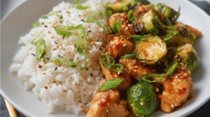 Air Fryer Sweet Chili Chicken and Brussels Sprouts Recipe