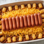 Cheesy Hot Dog Tater Tot Casserole Recipe