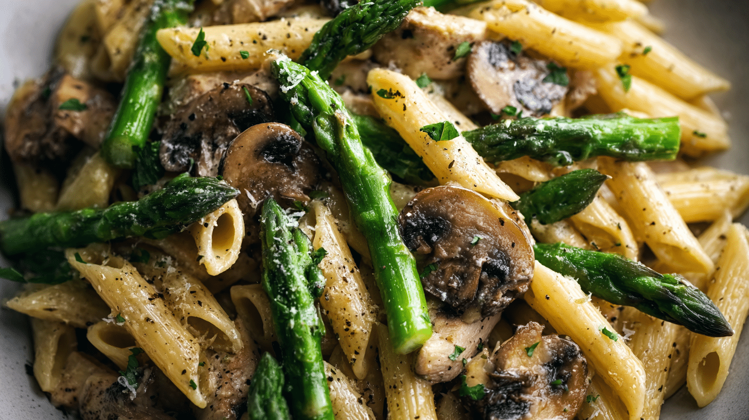 Creamy Mushroom and Asparagus Chicken Penne Recipe