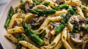 Creamy Mushroom and Asparagus Chicken Penne Recipe