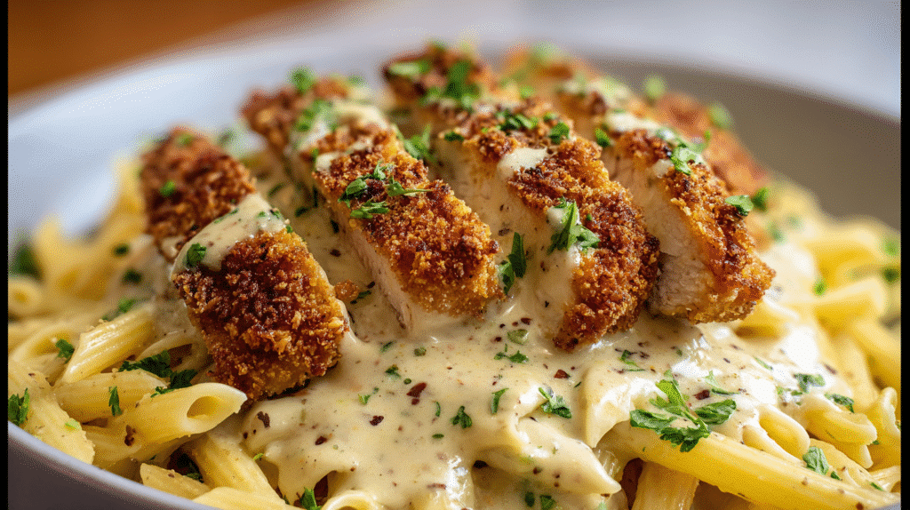 Crispy Chicken with Creamy Pasta Recipe