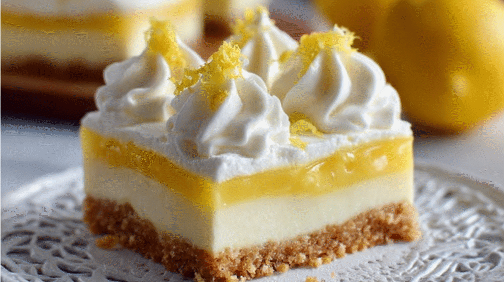 Easy Lemon Lush Dessert Bars with Creamy Layers