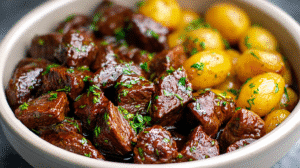 Garlic Butter Beef Bites in the Slow Cooker Recipe
