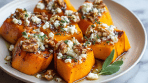 Maple Walnut Goat Cheese Roasted Sweet Potatoes Recipe