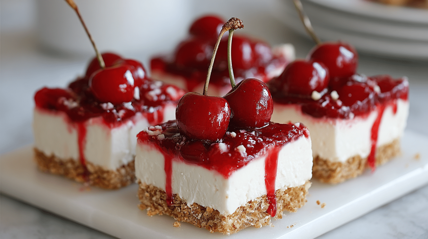 No-Bake Cherry Cheesecake Bars Recipe