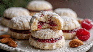 Raspberry-Filled Almond Snow Cookies Recipe