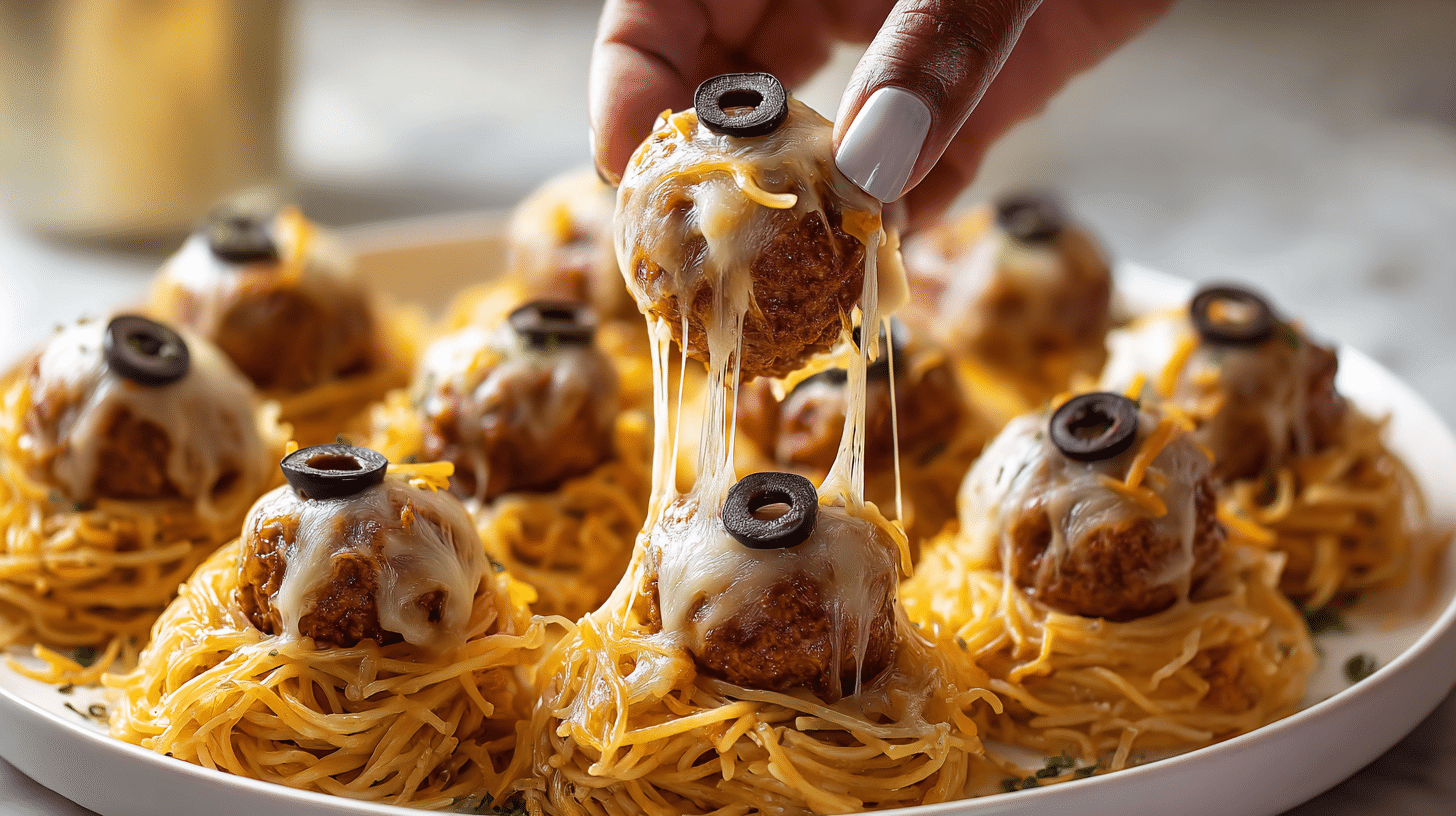 Spooky Spaghetti and Cheese Stuffed Meatballs Recipe