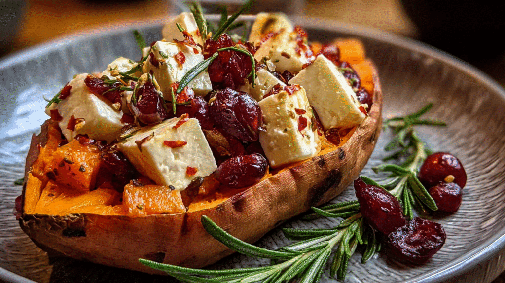 Cranberry Brie Stuffed Sweet Potato