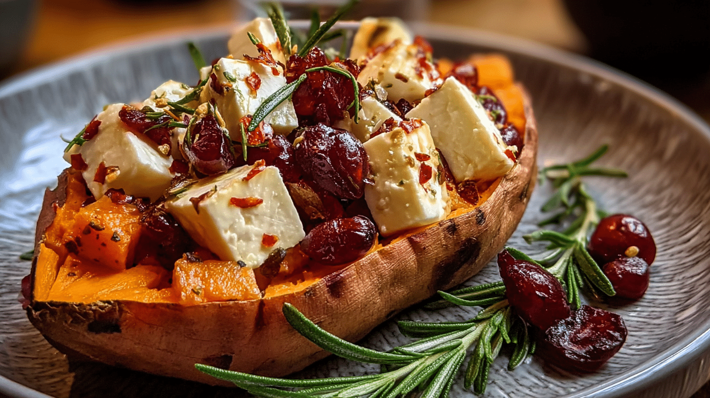 Cranberry Brie Stuffed Sweet Potato