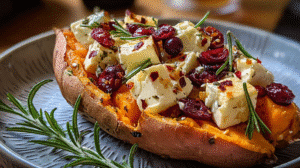Cranberry Brie Stuffed Sweet Potato