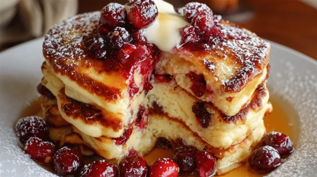 Delicious Fluffy Cranberry Orange Ricotta Pancakes