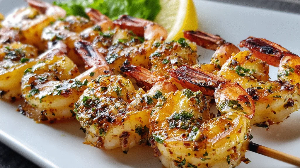 Grilled Garlic Shrimp Skewers
