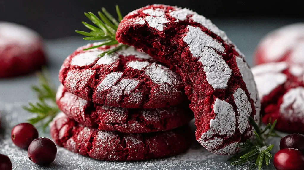 Fudgy Red Velvet Crinkle Cookies Recipe