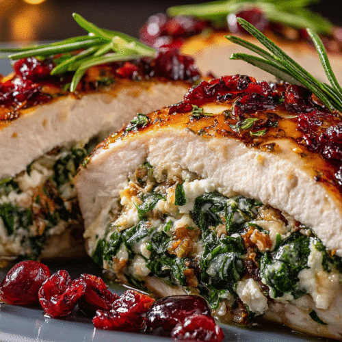 Spinach & Cranberry Stuffed Chicken Breasts