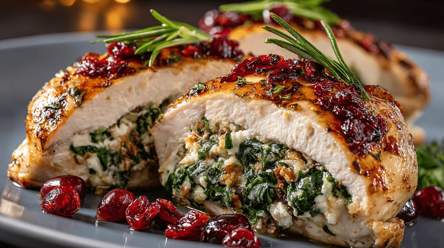 Spinach & Cranberry Stuffed Chicken Breasts