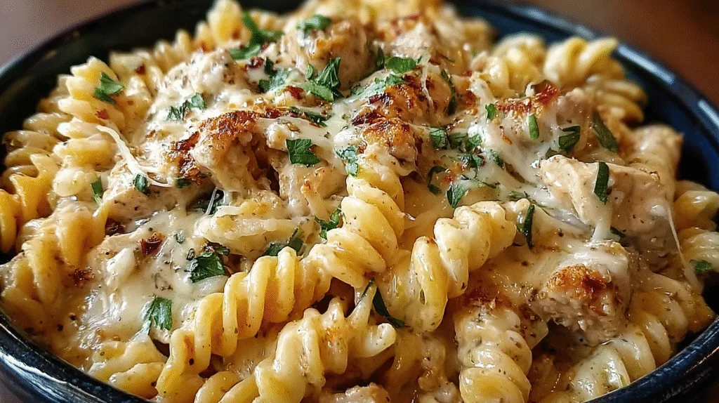The Best Crockpot Garlic Parmesan Chicken Pasta Recipe