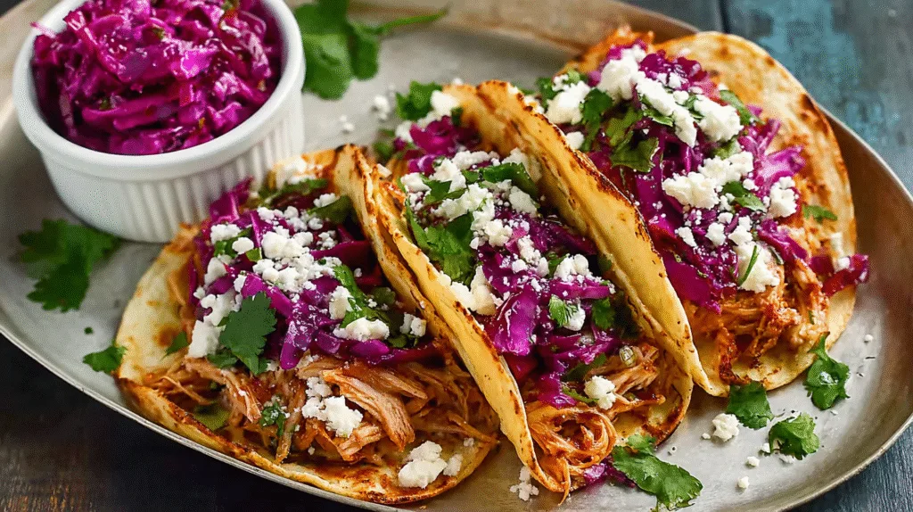 Quick Chicken Tacos with Slaw