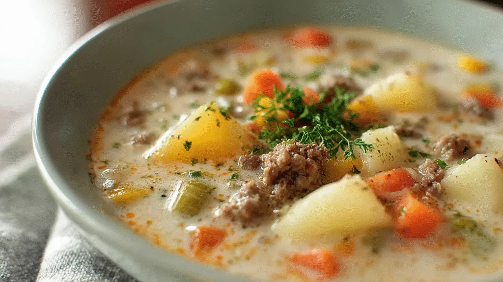 Classic Ground Beef and Potato Soup