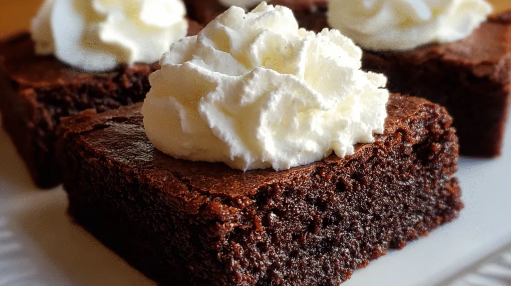Mascarpone Brownies with Whipped Cream